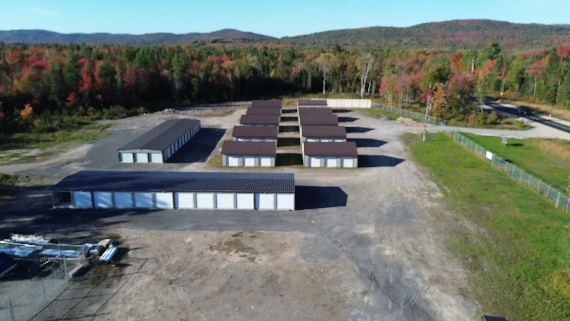 Wide view of Goulais Storage with Highway 17 access road