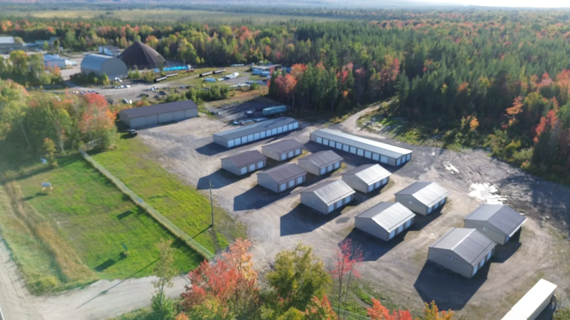 Aerial view of the Goulais Storage facility beside Highway 17